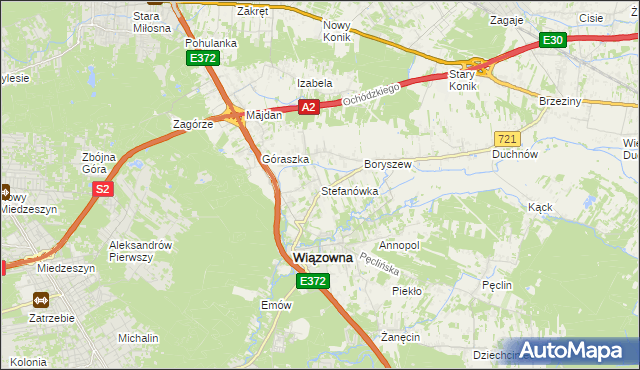 mapa Stefanówka gmina Wiązowna, Stefanówka gmina Wiązowna na mapie Targeo