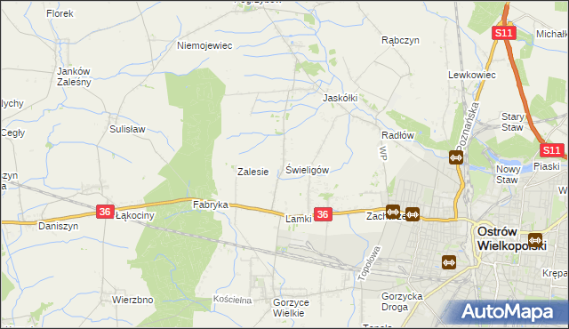 mapa Świeligów, Świeligów na mapie Targeo