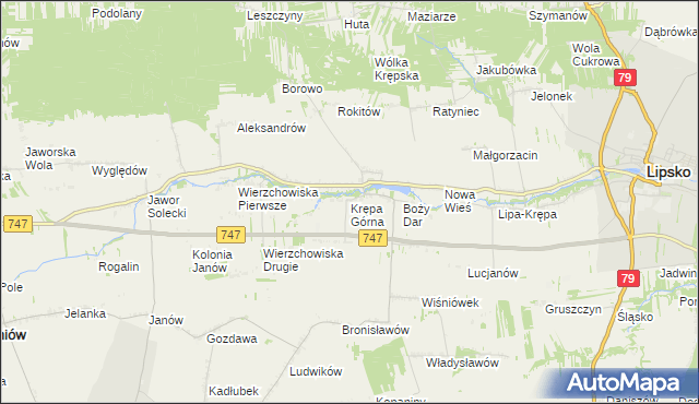 mapa Krępa Górna, Krępa Górna na mapie Targeo