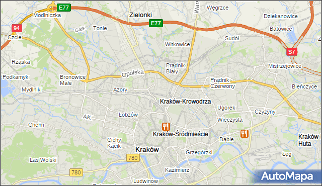 mapa Krowodrza, Krowodrza na mapie Targeo