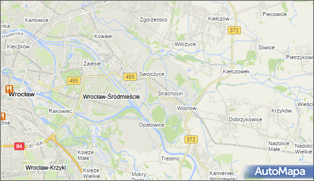 mapa Strachocin gmina Wrocław, Strachocin gmina Wrocław na mapie Targeo