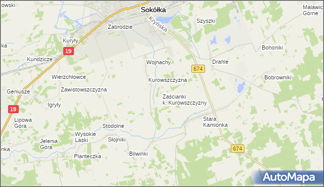 mapa Zaścianki k. Kurowszczyzny, Zaścianki k. Kurowszczyzny na mapie Targeo