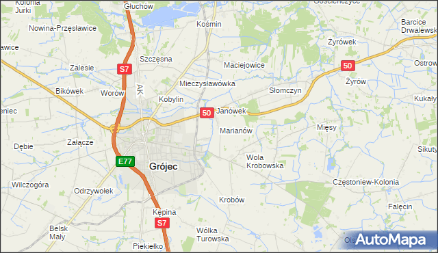 mapa Marianów gmina Grójec, Marianów gmina Grójec na mapie Targeo