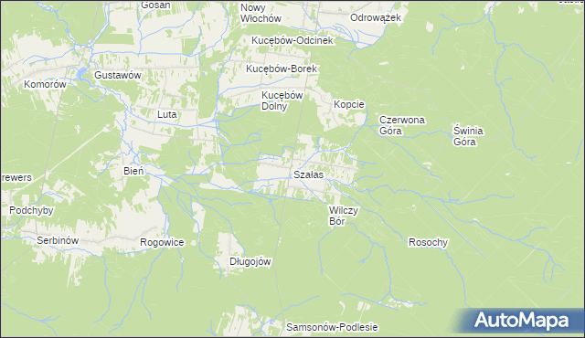 mapa Szałas gmina Zagnańsk, Szałas gmina Zagnańsk na mapie Targeo