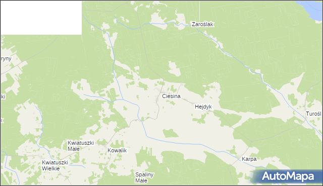 mapa Ciesina, Ciesina na mapie Targeo