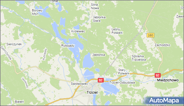 mapa Jabłonka gmina Trzciel, Jabłonka gmina Trzciel na mapie Targeo