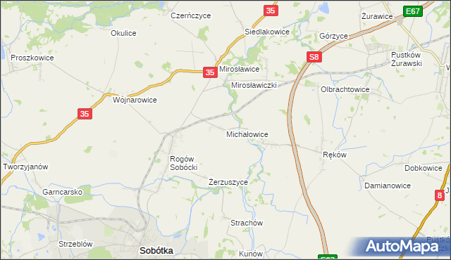 mapa Michałowice gmina Sobótka, Michałowice gmina Sobótka na mapie Targeo