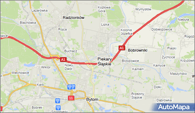 mapa Piekary Śląskie, Piekary Śląskie na mapie Targeo