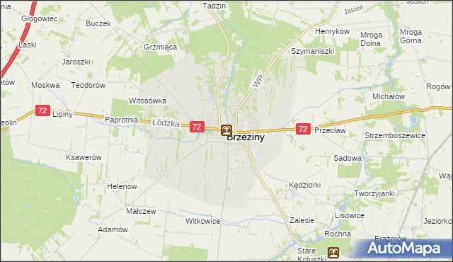 mapa Brzeziny, Brzeziny na mapie Targeo