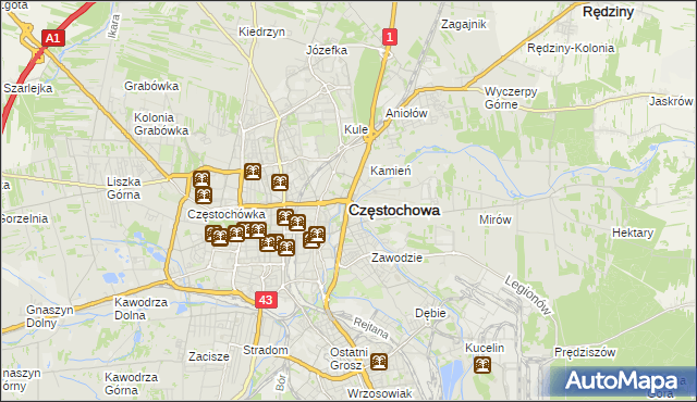 mapa Częstochowy, Częstochowa na mapie Targeo