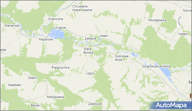 mapa Dębina gmina Dzierzkowice, Dębina gmina Dzierzkowice na mapie Targeo