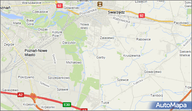 mapa Garby gmina Swarzędz, Garby gmina Swarzędz na mapie Targeo
