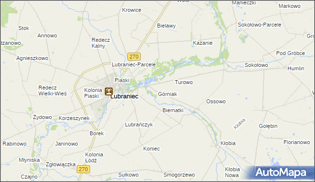 mapa Górniak gmina Lubraniec, Górniak gmina Lubraniec na mapie Targeo