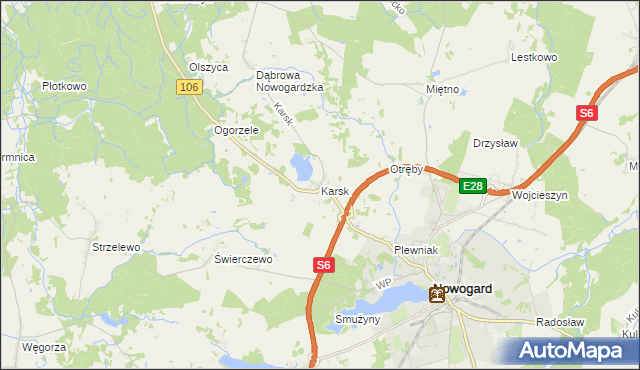 mapa Karsk gmina Nowogard, Karsk gmina Nowogard na mapie Targeo