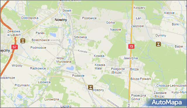 mapa Kowala gmina Sitkówka-Nowiny, Kowala gmina Sitkówka-Nowiny na mapie Targeo