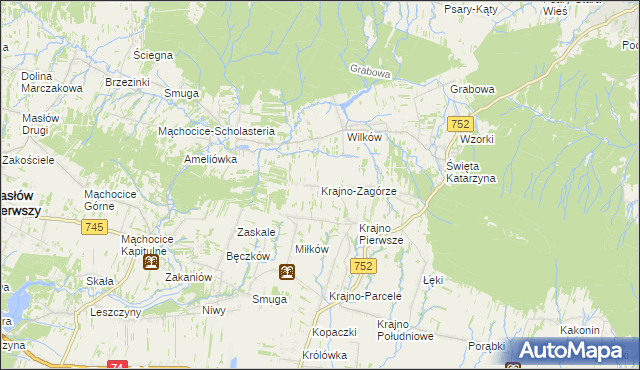 mapa Krajno-Zagórze, Krajno-Zagórze na mapie Targeo