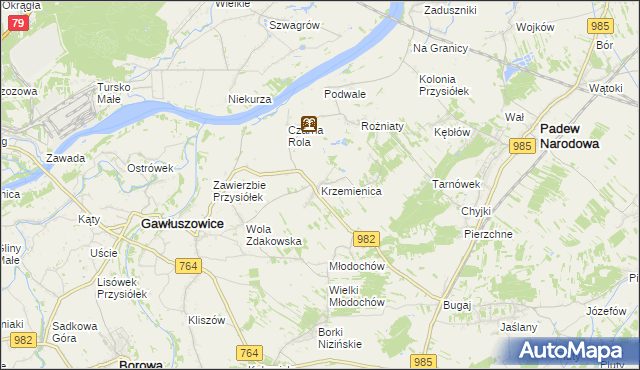 mapa Krzemienica gmina Gawłuszowice, Krzemienica gmina Gawłuszowice na mapie Targeo