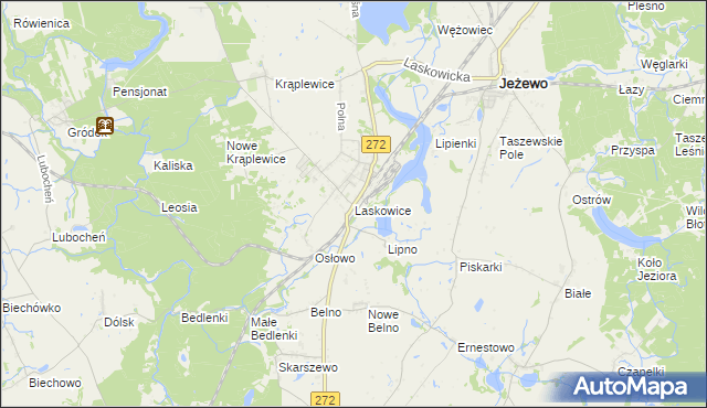 mapa Laskowice gmina Jeżewo, Laskowice gmina Jeżewo na mapie Targeo