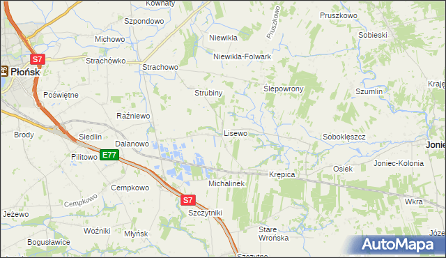 mapa Lisewo gmina Płońsk, Lisewo gmina Płońsk na mapie Targeo