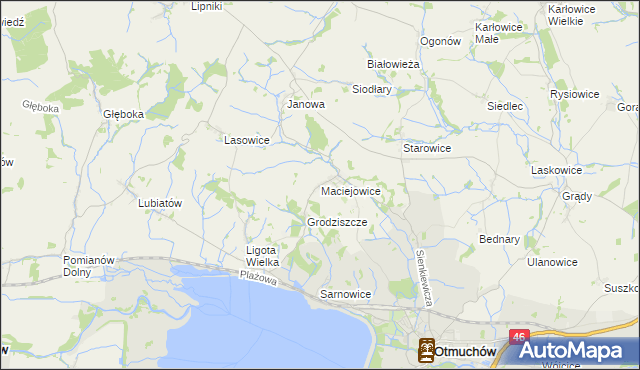mapa Maciejowice gmina Otmuchów, Maciejowice gmina Otmuchów na mapie Targeo