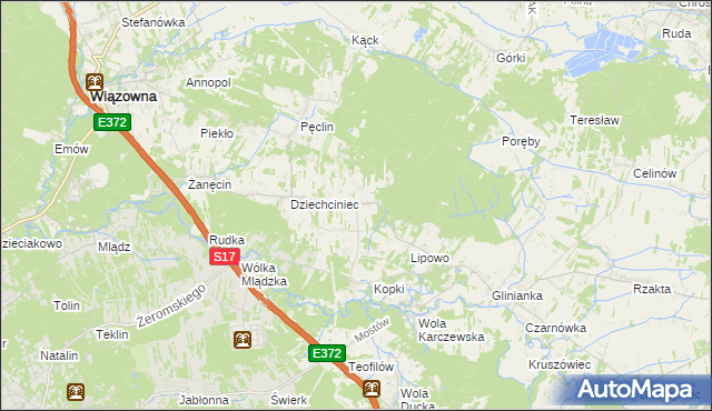 mapa Malcanów gmina Wiązowna, Malcanów gmina Wiązowna na mapie Targeo