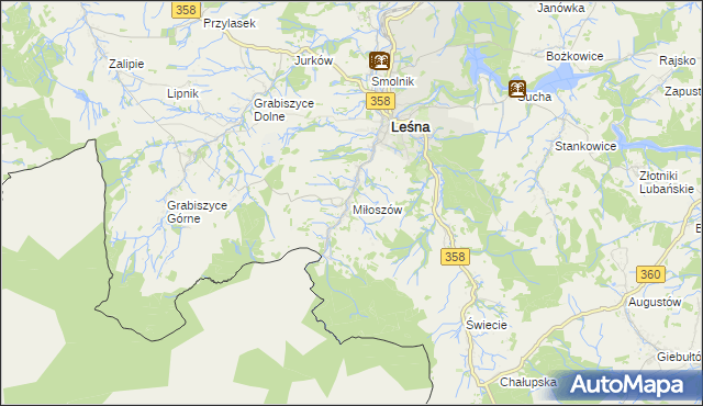 mapa Miłoszów, Miłoszów na mapie Targeo