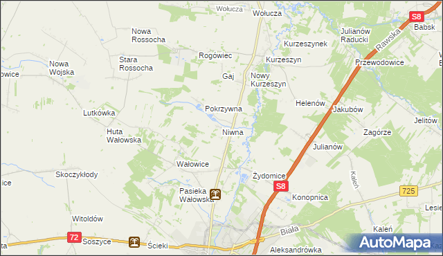 mapa Niwna, Niwna na mapie Targeo