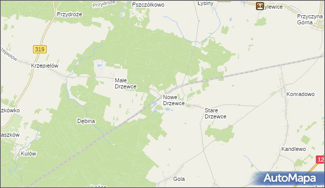 mapa Nowe Drzewce, Nowe Drzewce na mapie Targeo