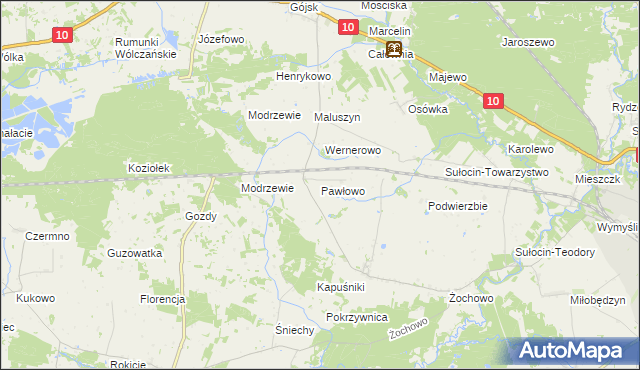 mapa Pawłowo gmina Sierpc, Pawłowo gmina Sierpc na mapie Targeo