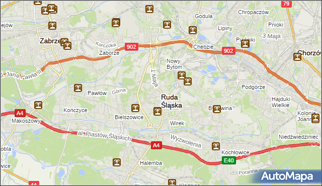 mapa Rudy Śląskiej, Ruda Śląska na mapie Targeo