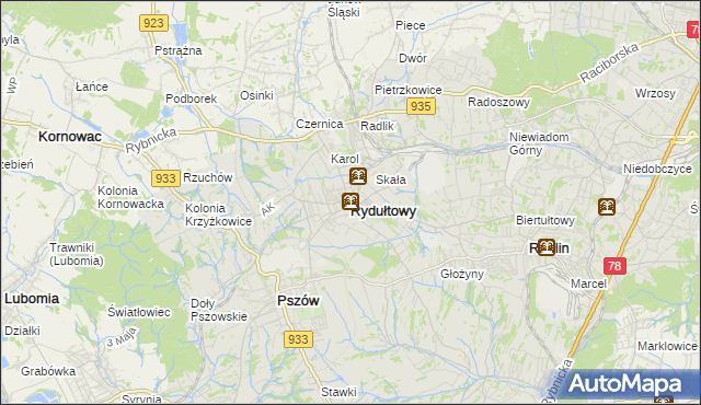 mapa Rydułtowy, Rydułtowy na mapie Targeo