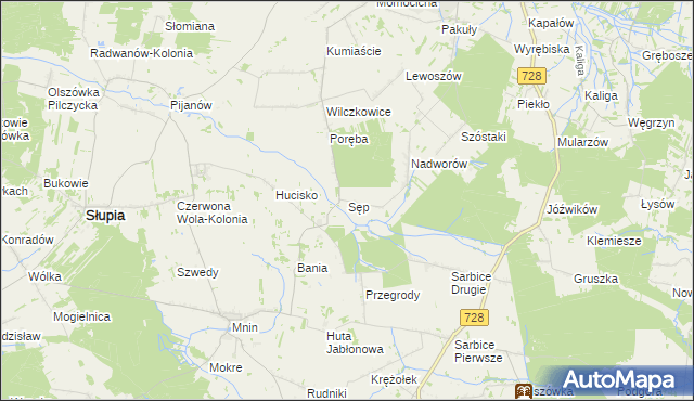 mapa Sęp, Sęp na mapie Targeo