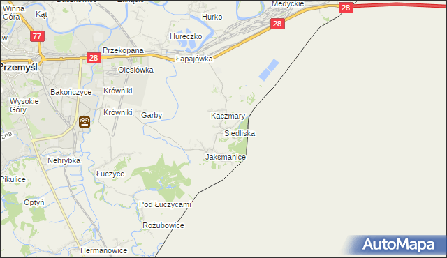 mapa Siedliska gmina Medyka, Siedliska gmina Medyka na mapie Targeo