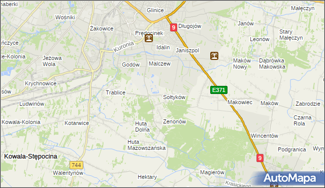 mapa Sołtyków gmina Skaryszew, Sołtyków gmina Skaryszew na mapie Targeo