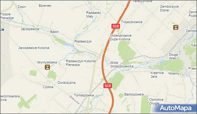 mapa Strzeszkowice Duże, Strzeszkowice Duże na mapie Targeo