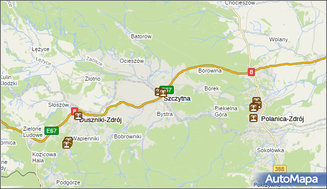 mapa Szczytna powiat kłodzki, Szczytna powiat kłodzki na mapie Targeo