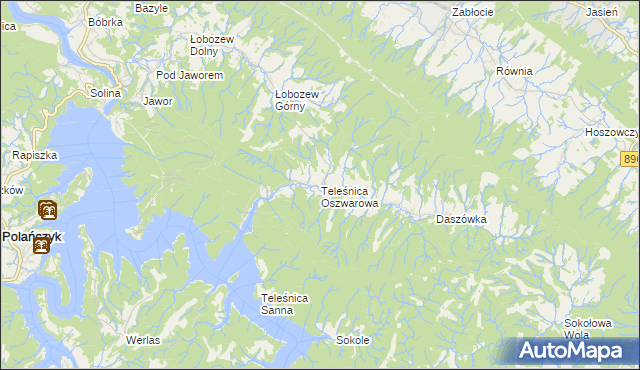 mapa Teleśnica Oszwarowa, Teleśnica Oszwarowa na mapie Targeo