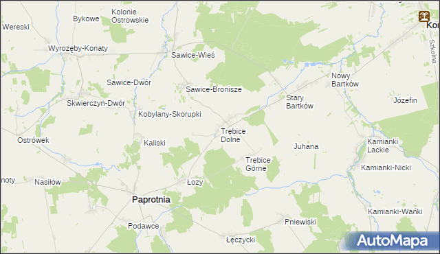 mapa Trębice Dolne, Trębice Dolne na mapie Targeo