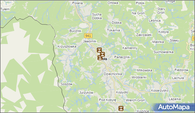 mapa Wisła, Wisła na mapie Targeo