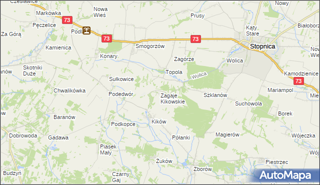 mapa Zagaje Kikowskie, Zagaje Kikowskie na mapie Targeo