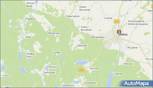 mapa Zajączek gmina Skórcz, Zajączek gmina Skórcz na mapie Targeo