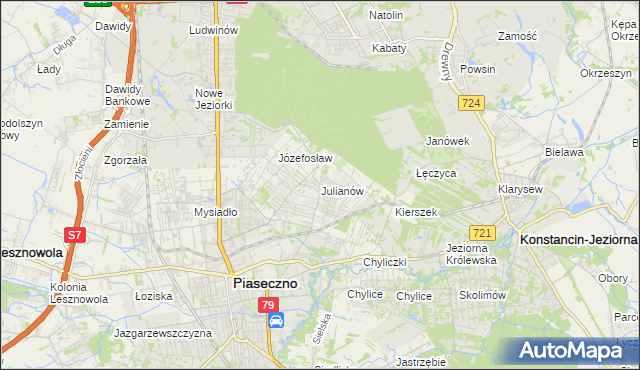 mapa Julianów gmina Piaseczno, Julianów gmina Piaseczno na mapie Targeo