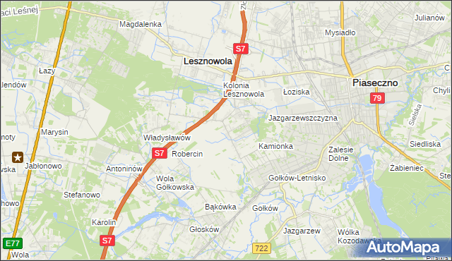 mapa Bobrowiec gmina Piaseczno, Bobrowiec gmina Piaseczno na mapie Targeo