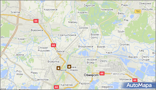 mapa Broszkowice, Broszkowice na mapie Targeo