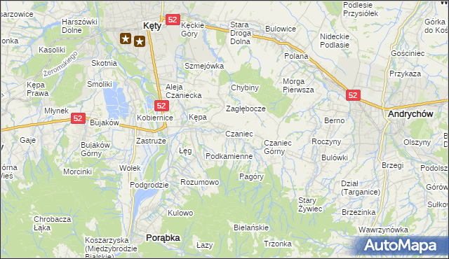 mapa Czaniec, Czaniec na mapie Targeo
