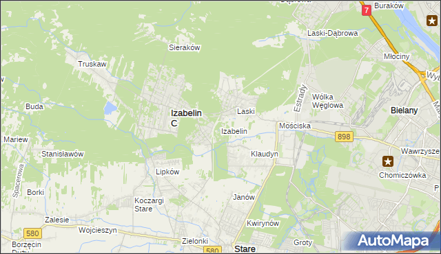 mapa Izabelin powiat warszawski zachodni, Izabelin powiat warszawski zachodni na mapie Targeo