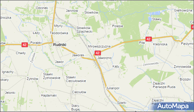 mapa Jaworzno gmina Rudniki, Jaworzno gmina Rudniki na mapie Targeo