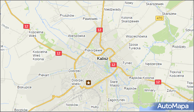 mapa Kalisza, Kalisz na mapie Targeo