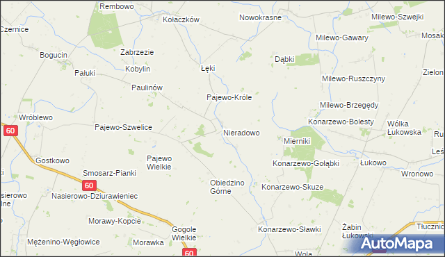 mapa Nieradowo gmina Gołymin-Ośrodek, Nieradowo gmina Gołymin-Ośrodek na mapie Targeo