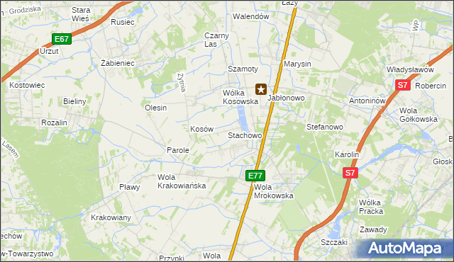 mapa Stachowo gmina Lesznowola, Stachowo gmina Lesznowola na mapie Targeo